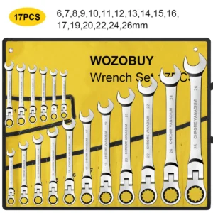 17pcs Flex-Head Ratchet Wrench Set