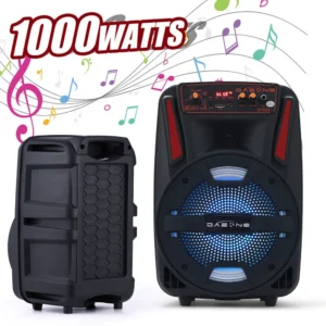 1000W Portable Bluetooth DJ / Karaoke Speaker With Remote and Mic